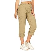 Toomett Women's Hiking Cargo Pants Convertible Quick Dry UPF50+ Waterproof Capri Fishing Safari Travel Pants