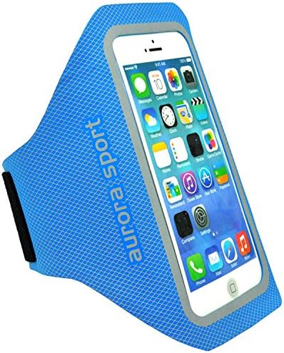 Aurora Sport armband for iPhone 6 /Android smartphone + key holder + sports ear-bud storage. Perfect for running, workouts, cycling, fitness, or any activity outside or in the gym! BLUE