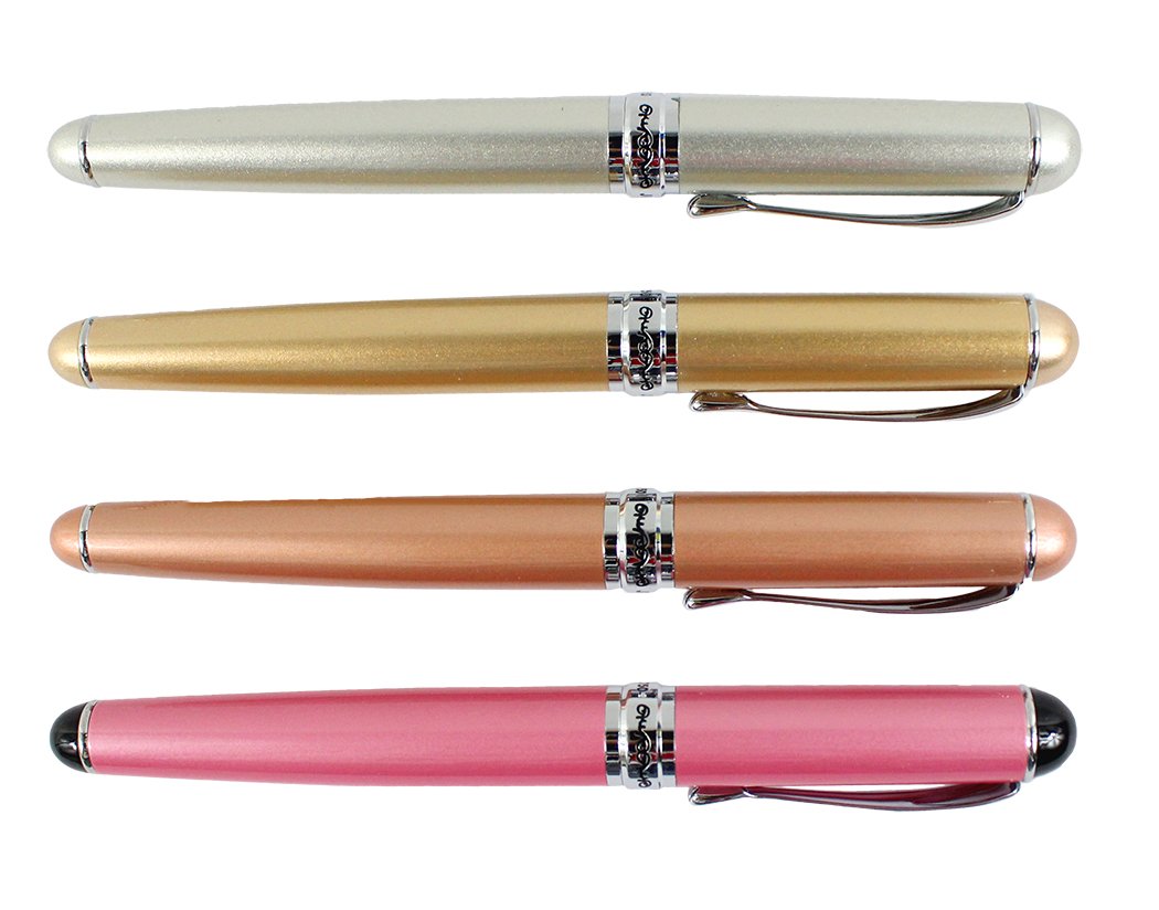 Xiaoyu 4PCS Jinhao x750 Fountain Pens Set, Medium Point, Silver, Champagne Gold, Rose Gold & Pink