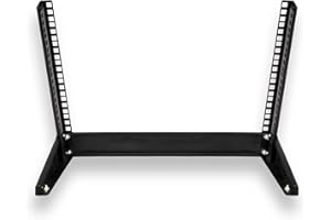 TIMIK Open Frame Two Post Desktop 19” Rack, 5U – Black, Electro Galvanized Steel, Compact Desktop Mount Frame for Network, Se