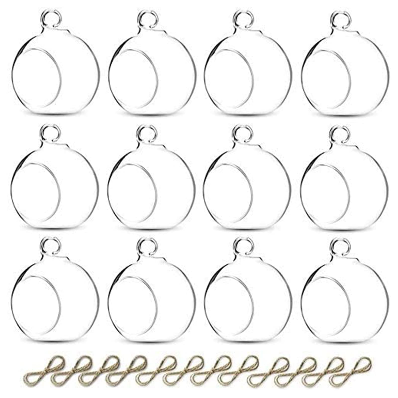 Sziqiqi Glass Candle Holder, 12 Pcs Hanging Tealight Holders, 6cm Clear Orbs for Wedding Christmas Party Decoration