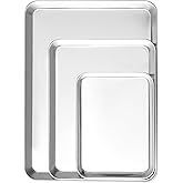 ICEICE 3 Pack Stainless Steel Baking Sheets - Non Stick Cookie Sheets & Pans for Oven, No Coating, Warp-Resistant & Dishwasher Safe, 9/12/16 Inch