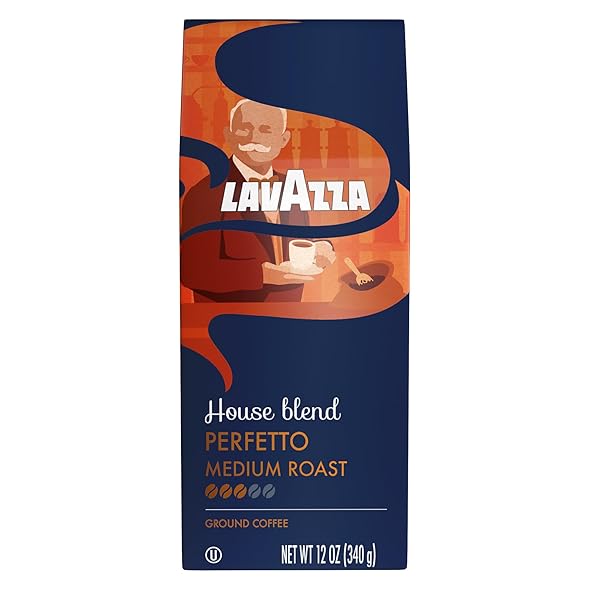 LAVAZZA HOUSE BLEND PERFETTO GROUND COFFEE 12OZ BAG, MEDIUM ROAST, FULL-BODIED, INTENSITY 3/5, 100% ARABICA, IDEAL FOR DRIP BREWERS, (PACK OF 1) – PACKAGE MAY VARY