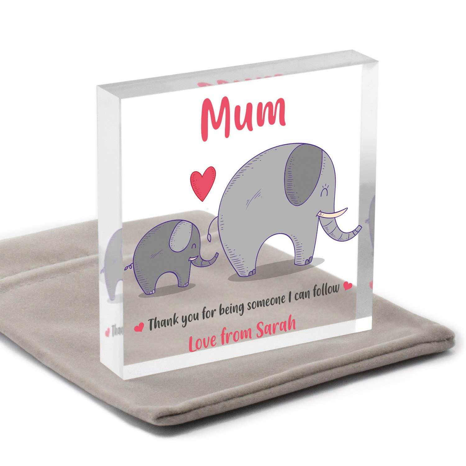 Mummy and Me Elephant Gifts Mummy and Son Mummy and Daughter PERSONALISED Keepsake Block