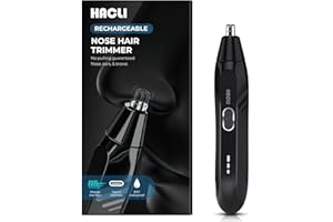 HACLI Nose Hair Trimmer for Men Women - Electric Nose Hair Clipper with Replaceable Stainless Steel Blade, Powerful 8000RPM Motor, Wet/Dry Use, Travel Lock, Portable Design USB Rechargeable
