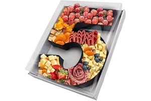 KAFUCIZE 12.5inch Fillable Paper Mache Number Letter Cardboard Cutouts Charcuterie Board Food Sweet Cupcake Tray Party Decorative Box (Number 5, Black)