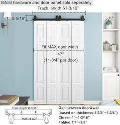DIYHD 51in Bi fold Sliding Barn Door Hardware kit