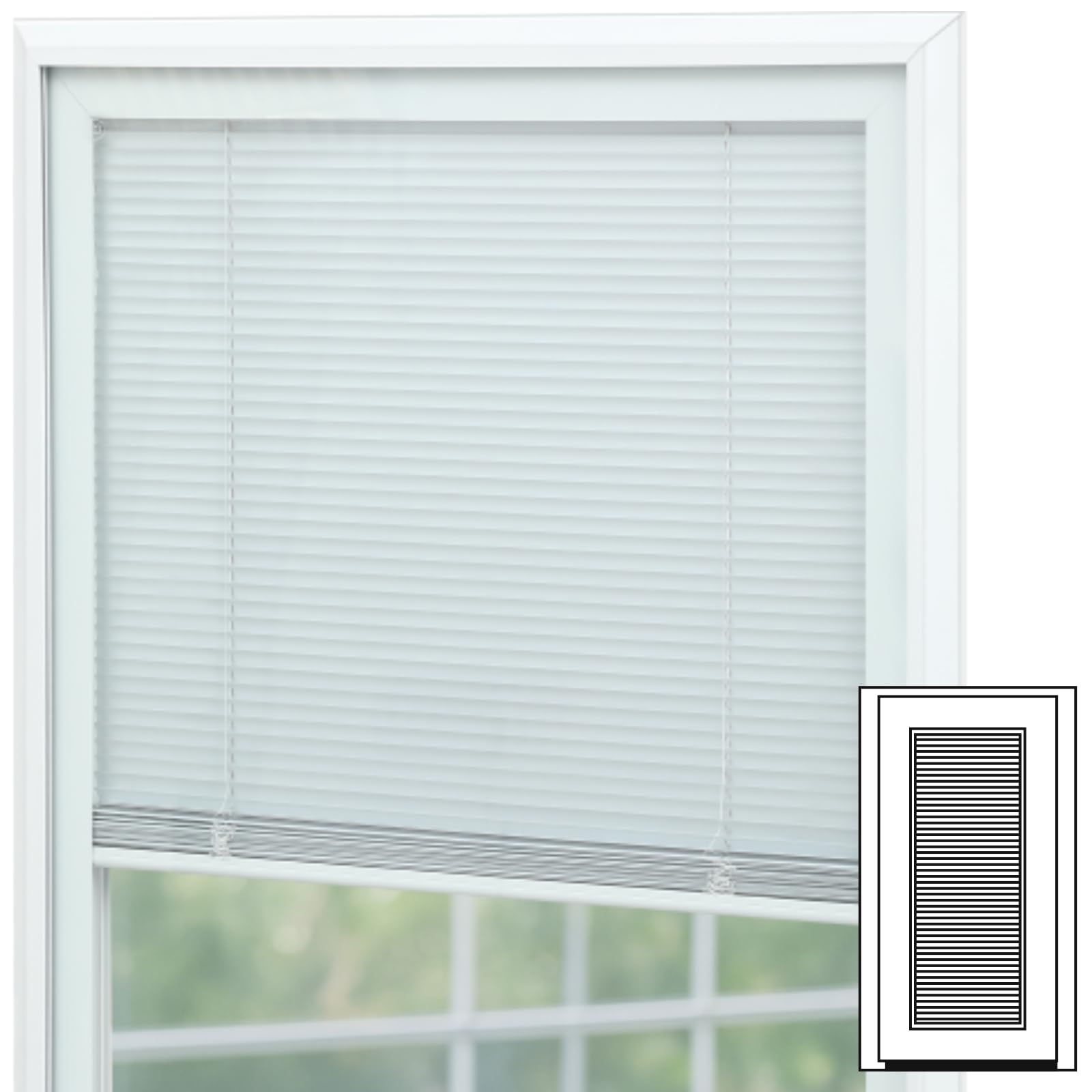 Photo 1 of **MINOR DAMAGED - See Clerk Notes**
DoubleFill 1 Pcs 24 x 66 Inches Door Blinds for Raised Frame Window with Single Glass Panels Inner Frame White Entry Door Blind Shade Window Glass Insert for Home Indoor Easy to Install Use Maintain