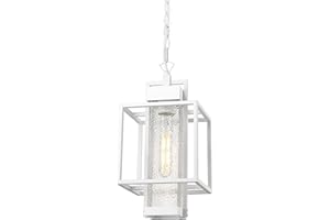 Osimir White Outdoor Pendant Light, Waterproof Aluminum Outdoor Hanging Light Fixture, 14" Gazebo Chandelier for House in Sand White Finish with Bubble Glass, OS-3001