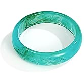HUAYUNFANG Chunky Acrylic Bangles Bracelets For Women Geometric Acrylic Resin Acetate Mottled Wide Bangle Bracelet Statement Colorful Bangles for Party