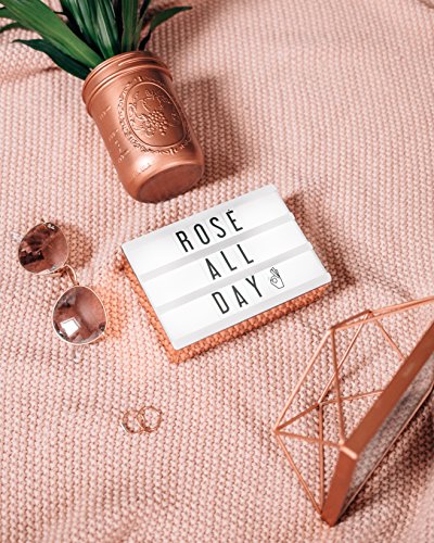 My Cinema Lightbox Micro Rose Gold LED Marquee with 100 Letters, Numbers, Symbols and Emojis to Make Your own Sign, A6 Mini Size 4x6”, Metallic Finish
