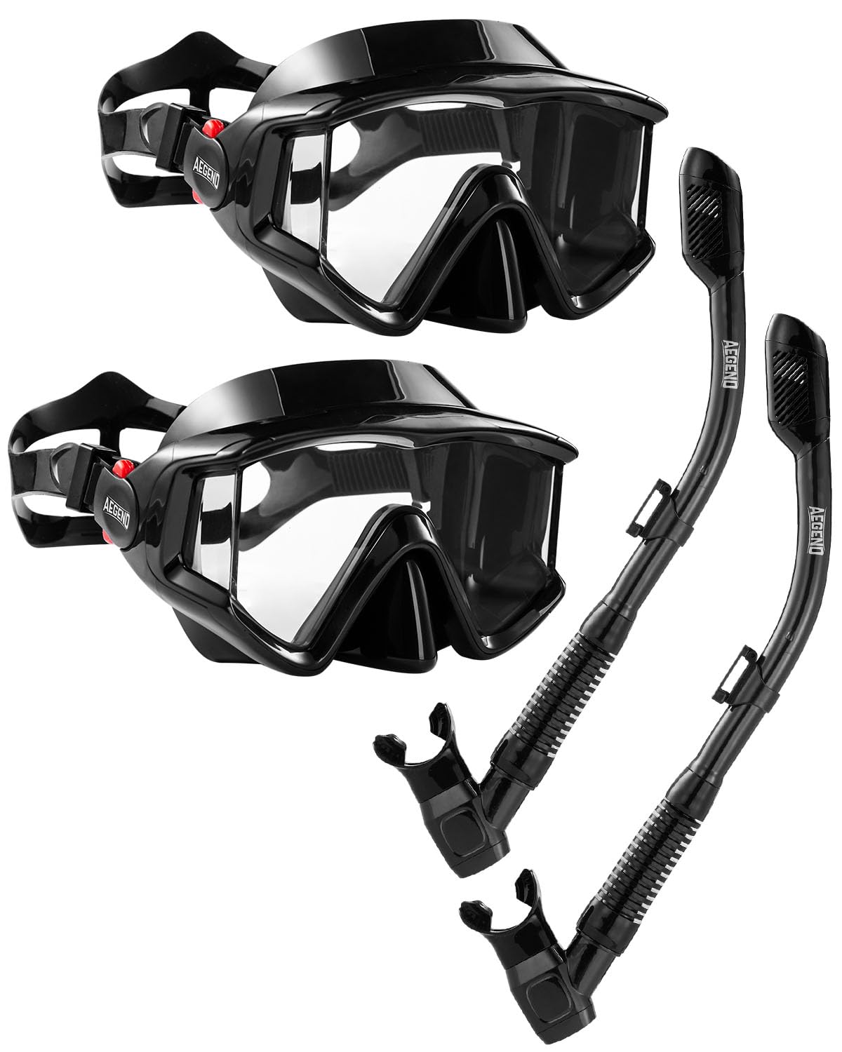 Photo 1 of Aegend 2 Pack Snorkeling Gear for Adults, Dry Snorkel Set Panoramic View Enhanced Anti-Leak and Anti-Fog Technology, Adjustable Strap for Snorkeling Scuba Diving Swimming with Mesh Bag