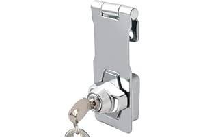 Alise Keyed Hasp Lock,4 Inch Safety Packlock Clasp Hasp Lock Latch with Lock,Door Hinge Lock with Keys Keyed Locking Hasp for Cabinets Closets Doors,Chrome