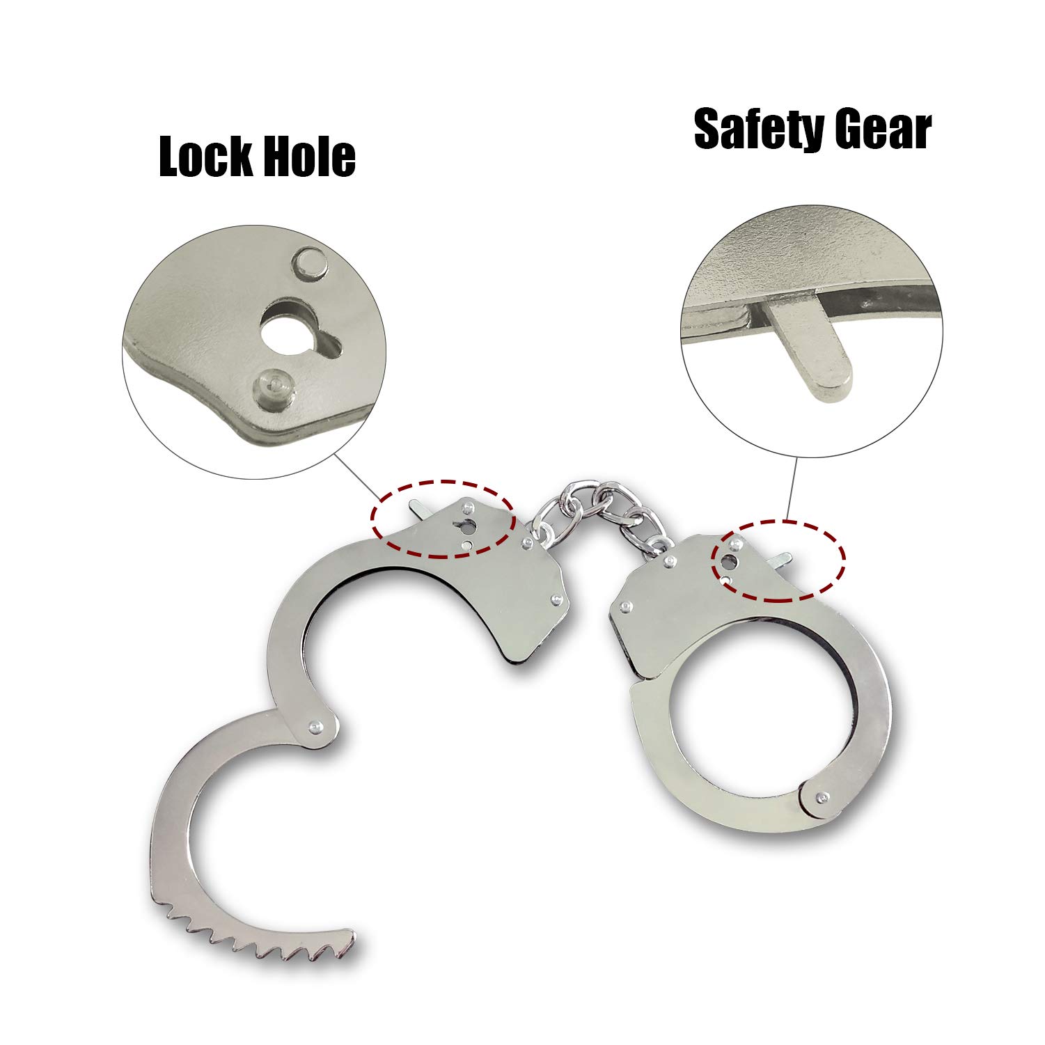 Toy Handcuffs with Keys Metal Toy Handcuffs for Kids (Silver)