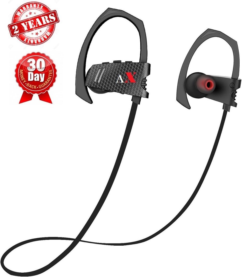 Wireless Headphones, AXbeats IPX7 Waterproof Bluetooth 4.1 Running Headphones In-ear Earbuds, Noise Cancelling Wireless Sports Earphones for Gym Cycling Workout for iPhone,iPad, Samsung, HTC, Siri with Built-in Mic, Carrying Case -- 10 Hours Long Battery Life