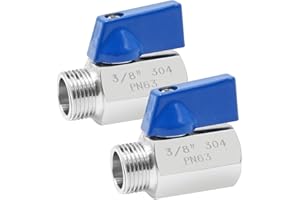 Hoypeyfiy 2Pcs Stainless Steel Mini Ball Valve 3/8" NPT Female X Male Thread Shut-Off Valve (3/8 Inch)