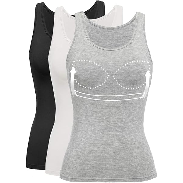 ANYFITTING Camisetas Sin Mangas Con Sujetadores Incorporados, Camisetas Sin Mangas Con Cuello En V Básicas, Ajustadas Y Sin Mangas 2024, Canalé - Gris, Grande