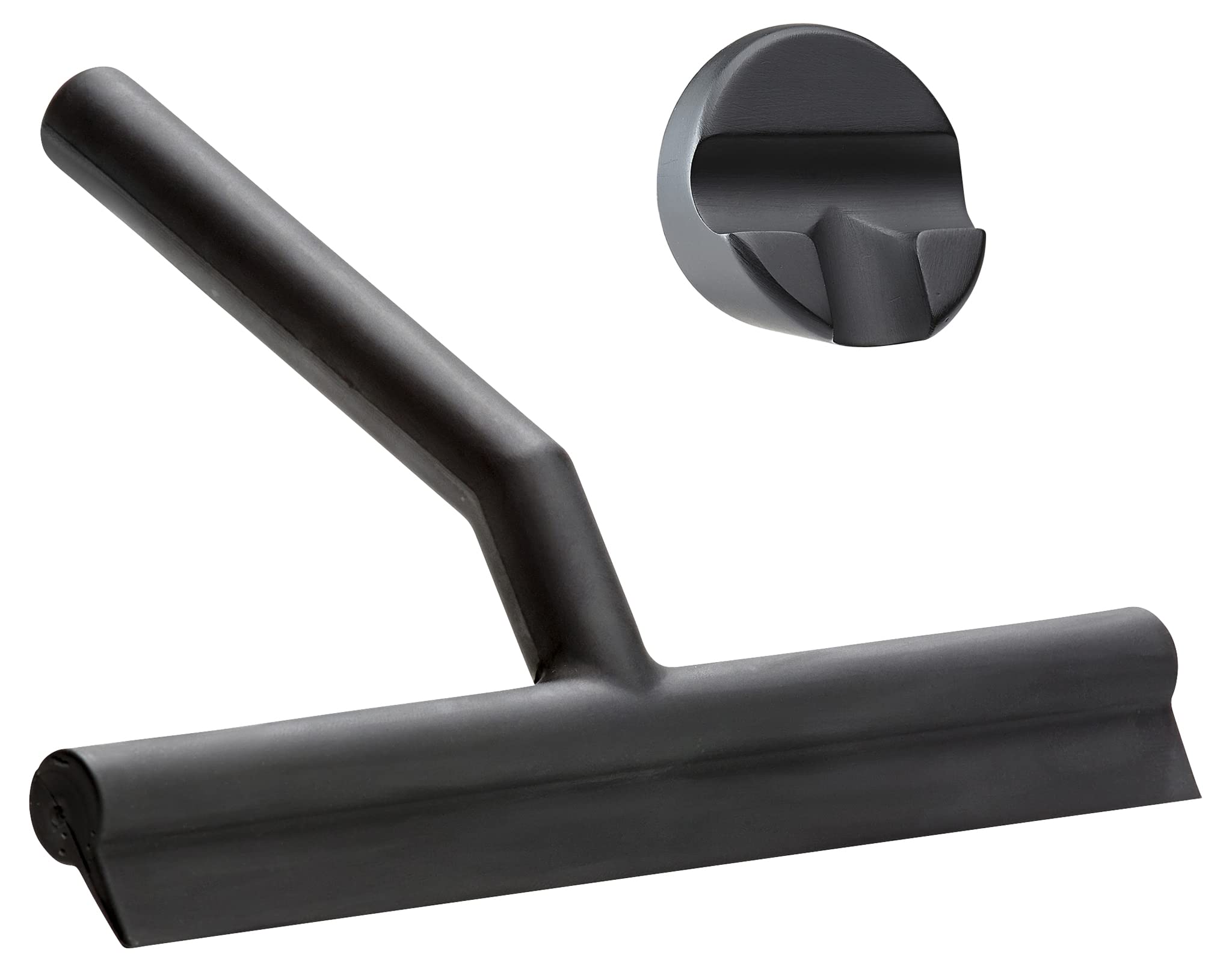 Zone Denmark Solo Shower Squeegee with Magnetic Holder, Bathroom Glass Wiper for Shower Doors and Tiles, Silicone and ABS, Rust Free Design, 21 x 17 x 3.5 cm, Black, 2 Pieces