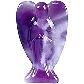 1.8 Inch Amethyst Crystal, Guardian Angel Decor Figurines, Cute Figurines, Hand-Carved Angel Crystals, Crystals and Healing Stones for Room and Office Desk Decor, Angel Gifts for Women and Men.