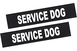 HANWER 2Pack Service Dog Patches - Removable Patches with Hook Backing for Dog Harness & Vest, in Training, Black