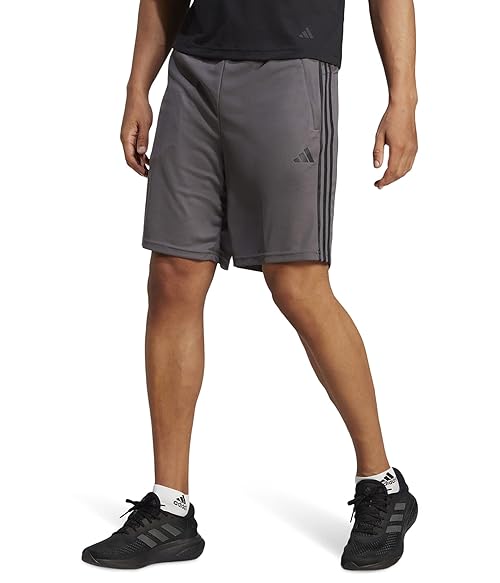 adidas Men's Size Essentials Pique 3-Stripes Training Shorts, Grey/Black, Medium/Tall