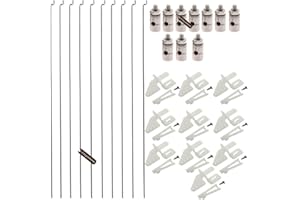 Ltvystore 10Pcs Adjustable Pushrod Connector Linkage Stopper 1.3mm & 10Pcs Nylon Control Horns 21x10 mm & 10Pcs 1.2 x 210mm Z Push Rods Parts Compatible for RC Airplane Plane Boat Replacement
