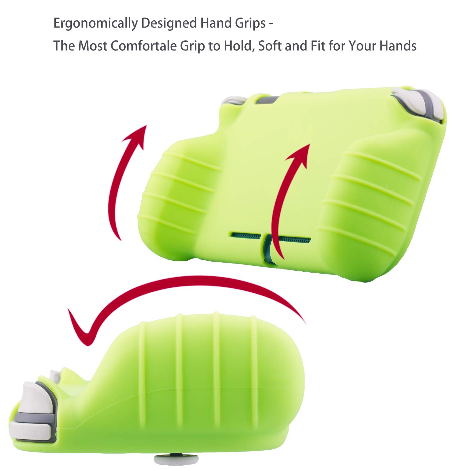 YoRHa Handle Grip Soft Silicone Rubber Protective Cover Case (Apple Green) x 1 and Thumbsticks x 4 for Nintendo Switch Lite - 9.2019 Slim Model