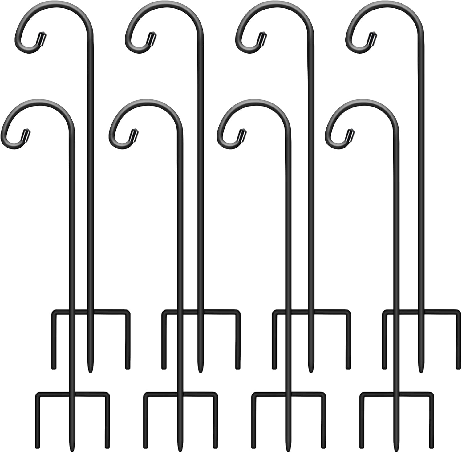 Outdoor Shepherd's Hooks - Gtongoko 8 Pack Adjustable Shepherds Hook Matte Black, Outdoor Garden Hook 48 Inch Plant Hangers