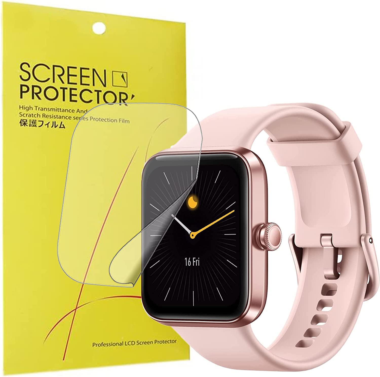 Compatible for AEac Smartwatch 1.69 Inch Screen Protector, onetuo [6 Pack] Full Coverage TPU Clear Film Compatible with AEac ID207 Smartwatch 1.69” (6 pack)