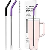 Soledea 40oz Metal Straws for Stanley 40oz Cup & 64oz Jugs, 2 PCS Extra-Long Stainless Steel Straws with Removable Silicone Tips, Fits Large Tumblers & Oversized Mugs