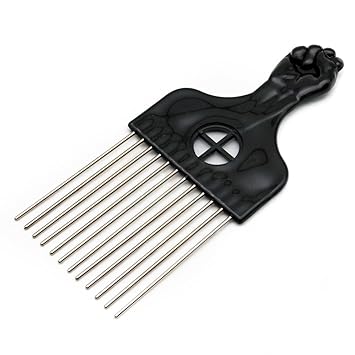 Buy Afro Pick Lift Black Fist Metal Hair Comb Detangle Wig Braid