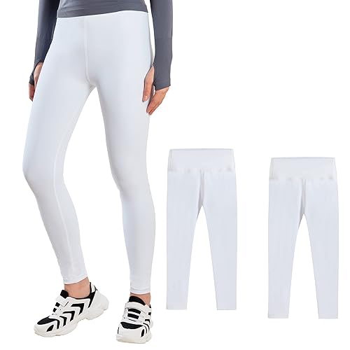 Kiderence Toddler Girls Athletic Leggings Kids White Yoga Pants