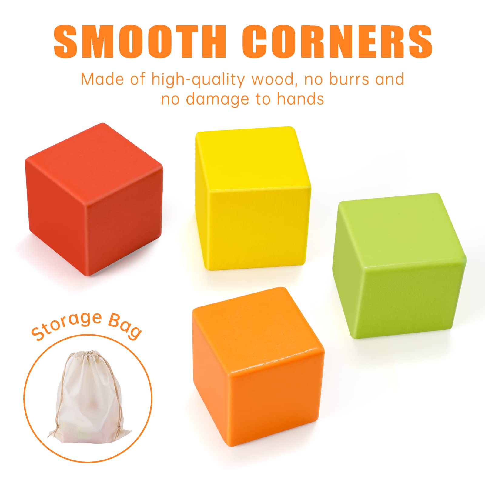 NiToy Wooden Cube Toy 16PCS Building Blocks for Kids 40 Pattern Cards and Storage Pouch, 4 Colors 3D Space Stacking Game STEM Educational Preschool Learning Sensory Toy Counting Math Color Cognition
