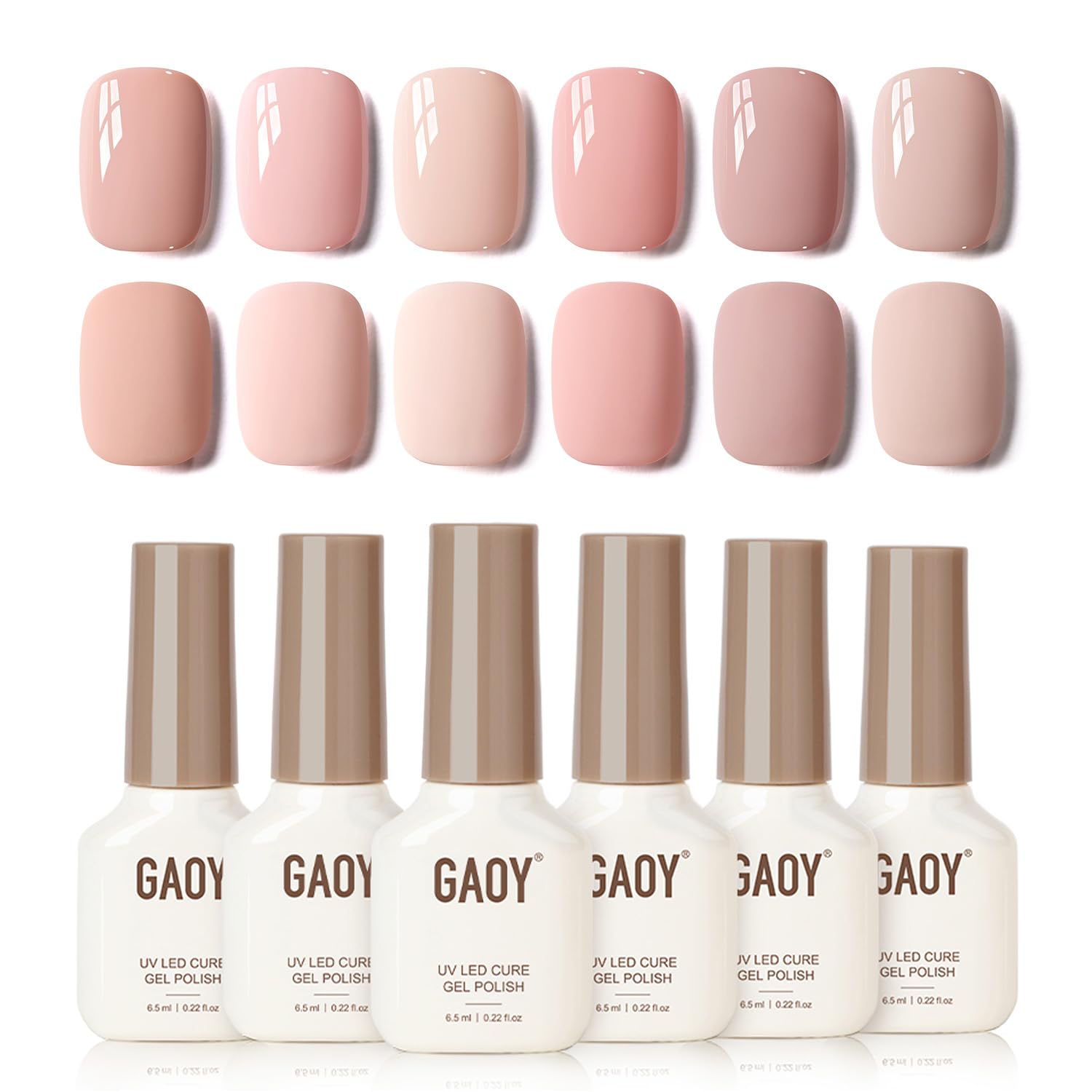 Photo 1 of ***one is missing***GAOY Macaron Nail Gel Polish Set Including Peach Pink Nude Shades, Sweet Minimalist Creamy Colors, Opaque Long Lasting Gel for Home & Salon Manicure