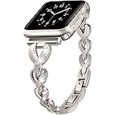 SaNgaiMEi Bling Band Compatible with Apple Watch Bands 38mm 40mm 41mm 42mm 44mm 45mm 46mm 49mm Women Slim Dressy Bracelet Metal Strap for iWatch Series 11 10 9 8 7 6 5 4 3 SE Ultra