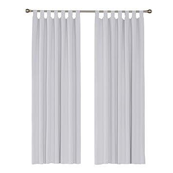 Umi Essentials Paire De Rideau Occultant Isolants Thermique A Pattes Rideaux Pour Chambre Bebe Enfant 2 Pièces 140x245cm Blanc Pâle Gris
