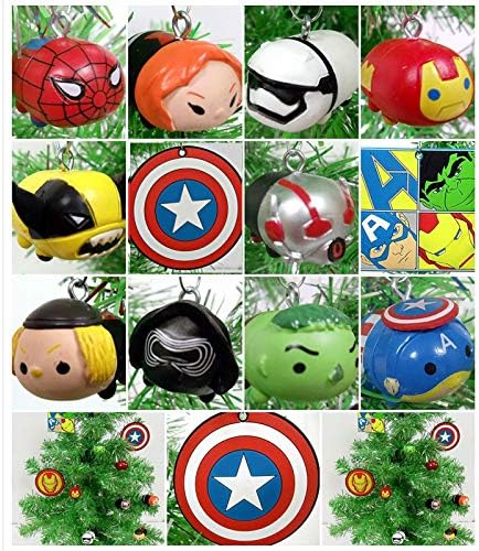 Super Hero Avengers Team Tsum Tsum 13 Piece Christmas Tree Ornaments Set Featuring Various Super Hero Characters