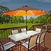 Sorbus 10 ft Patio Umbrella LED Solar Power, Orange, Modern Style, Alloy Steel Frame, Solid Pattern, Manual Tilt, 15.1 lbs, Adult, Sun & Rain Use, Round Shape, Alloy Steel Handle, Wipe Clean Care