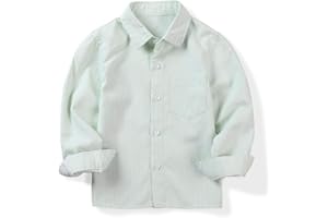 OCHENTA Little Big Boys' & Men's Long Sleeve Button Down Oxford Casual Dress Shirt
