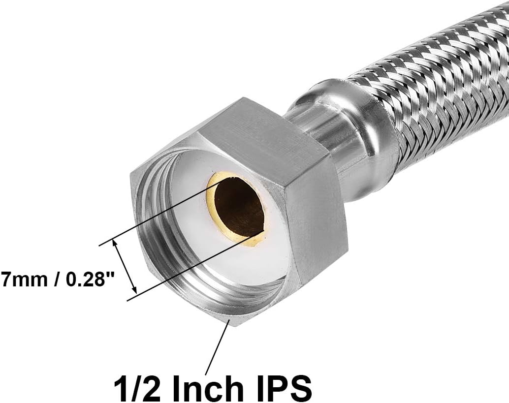 uxcell Faucet Supply Line Connector 1/2 Inch IPS Female x 1/2 Inch IPS