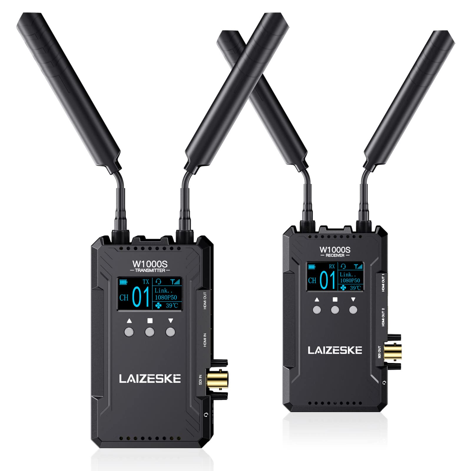 W1000S Wireless Video Transmission System Dual HDMI SDI 1000FT Transmission Range 0.08S Low Lantency Real Time APP Monitoring