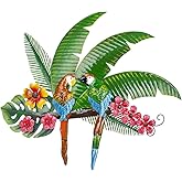 VEWOGARDEN Parrots Wall Decor Large Outdoor Metal Bird Wall Art for Patio Farmhouse Garden Living Room Bedroom Decorations