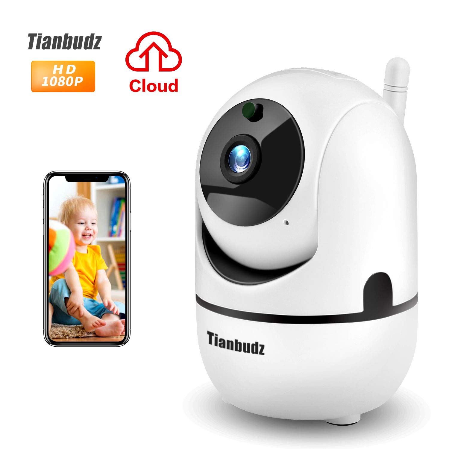 Wireless MINI Smart Camera Cloud Storage IP Camera 30 Days Free Cloud Storage Service,1080P Home Security Camera Motion Automatic Tracking/Two Way audio/Night Vision/Mobile View/ Baby Pet Monitor（1080P）