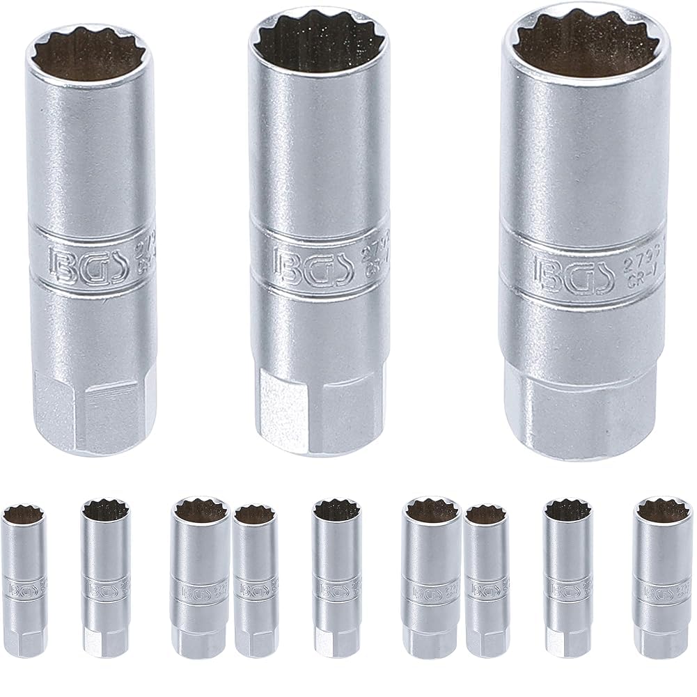 BGS 6858 | Spark Plug Socket Set 12-Point | 10 mm (3/8") Drive | 14-16 - 18 mm | 3 pcs. (Pack of 4)