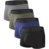 Men's Bamboo Underwear 4-Pack - Ultra Soft, Anti-Roll Waistband, Tagless Trunks