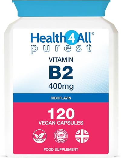 Health4All Vitamin B2 Riboflavin 400mg Migraine Support 120 Capsules