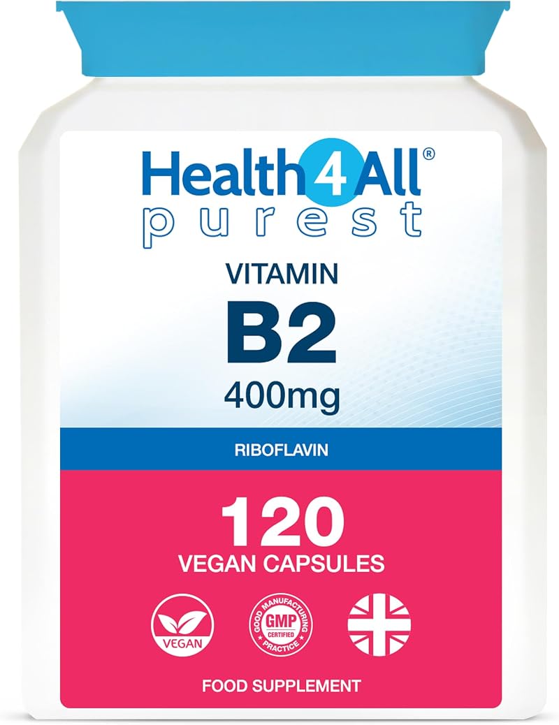 Health4All Vitamin B2 Riboflavin 400mg Migraine Support 120 Capsules