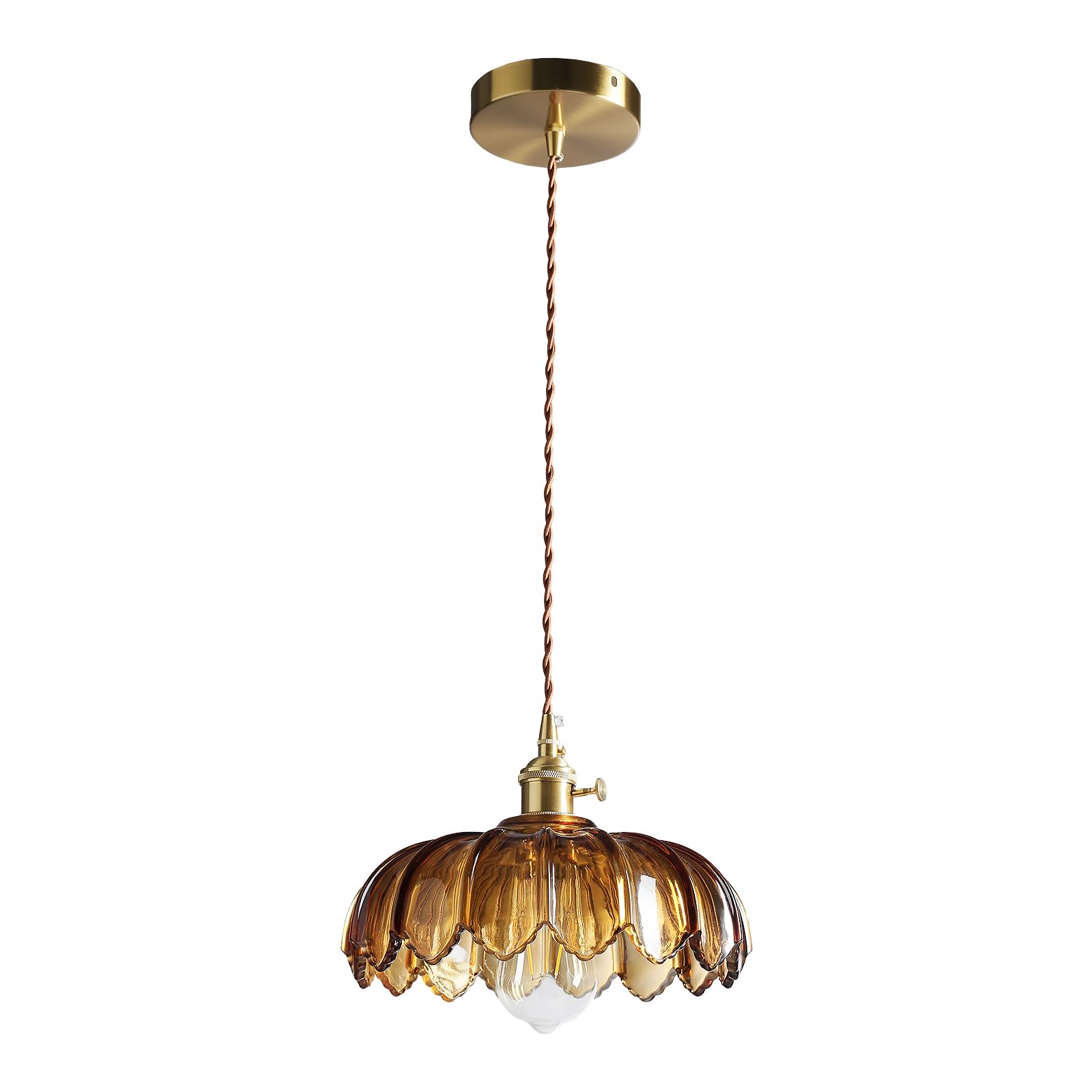 Photo 1 of XZHGCEE Pendant Lights Kitchen Island: Amber Glass Pendant Light Fixture with Rotating Switch, E26 Base - Modern Lighting for Dining Room, Bedroom & Living Room