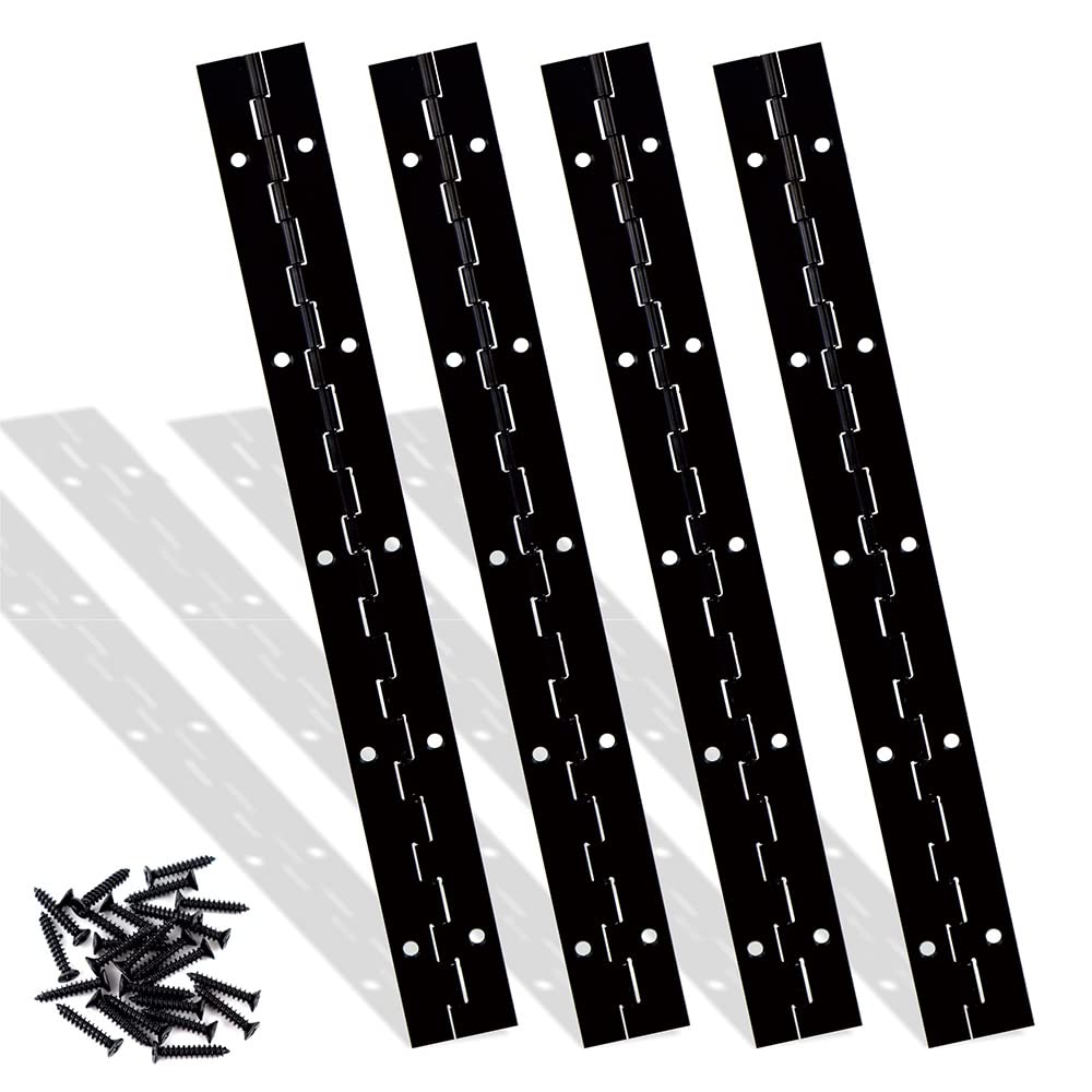 4PCS 30cm Black Piano Hinges 12" Continuous Hinges Stainless Steel 304 Long Cabinet Door Hinge for DIY Projects, Cabinet — image 1