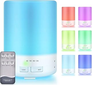 Migimi 300ml Aroma Diffuser, Ultraschall Luftbefeuchter Fernbedienung Vernebler Raumbefeuchter Elektrisch Duftlampe Öle Diffusor mit 7 Arten LED Lichtfarben für Zuhause, Büro, Yoga, SPA, Schlafzimmer
